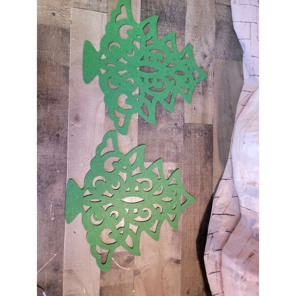 Green xmas tree felt decor set table - Picture 1 of 5